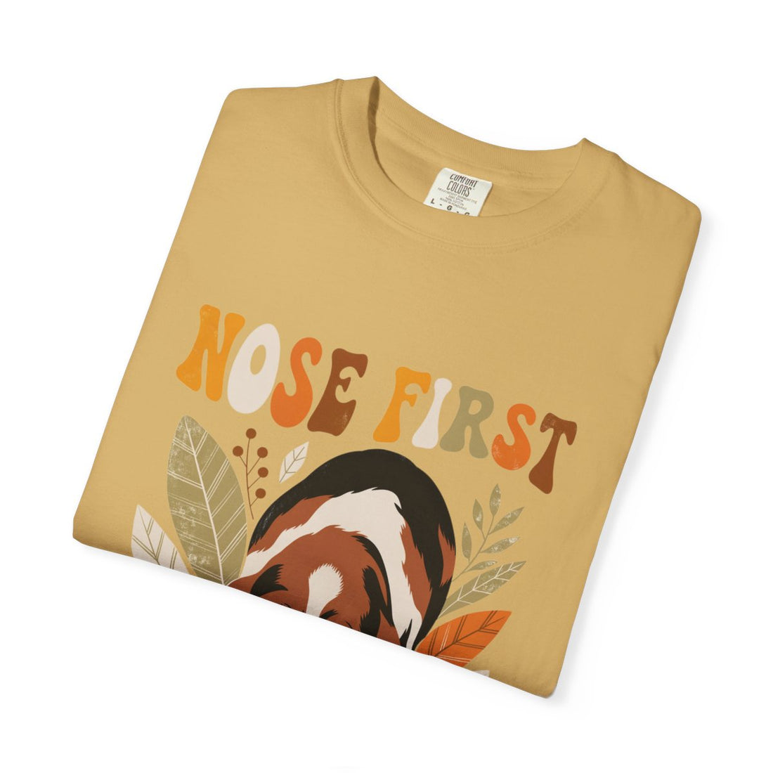 Mustard — Folded | Basset Hound 'Nose First' Garment-Dyed Tee
