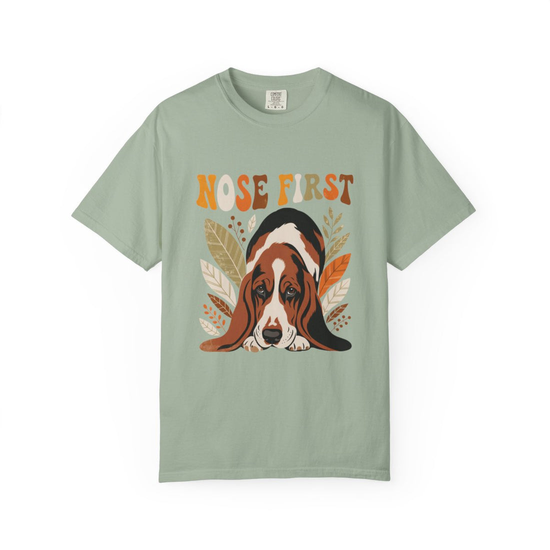 Bay — Front | Basset Hound 'Nose First' Garment-Dyed Tee
