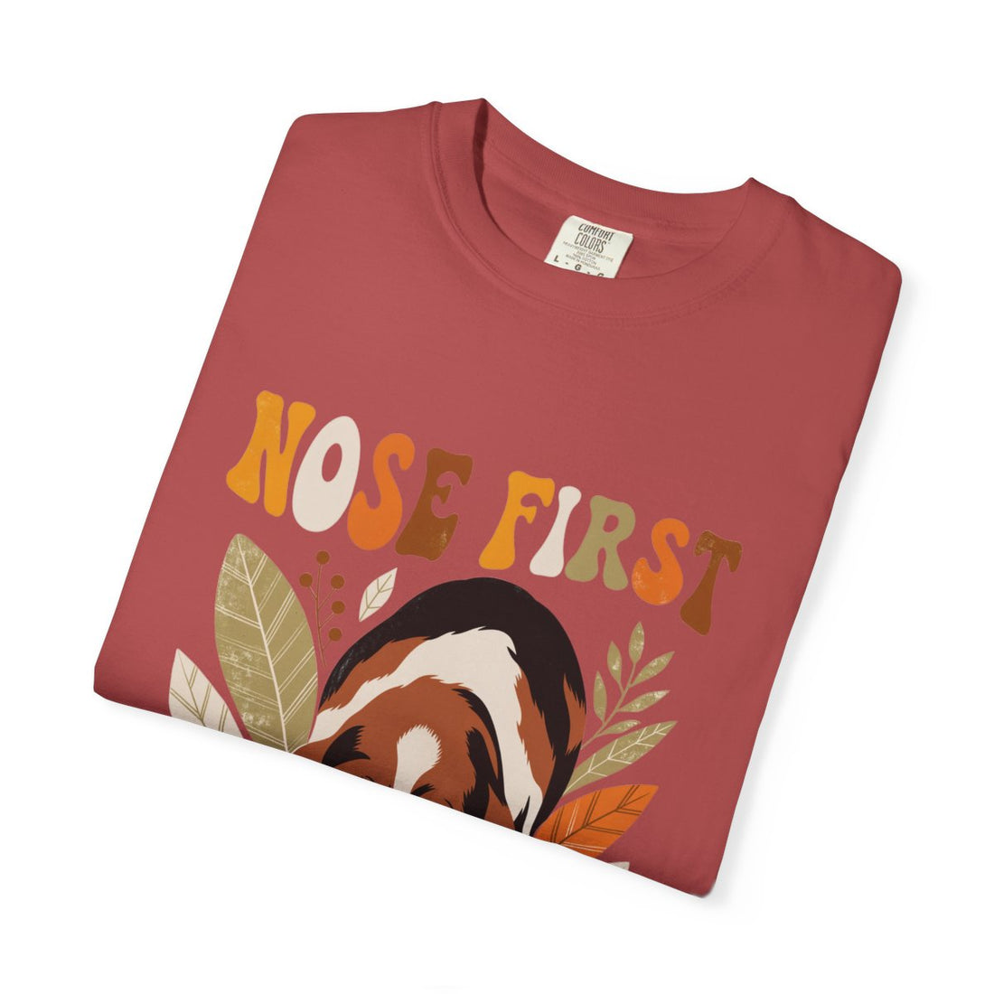 Crimson — Folded | Basset Hound 'Nose First' Garment-Dyed Tee