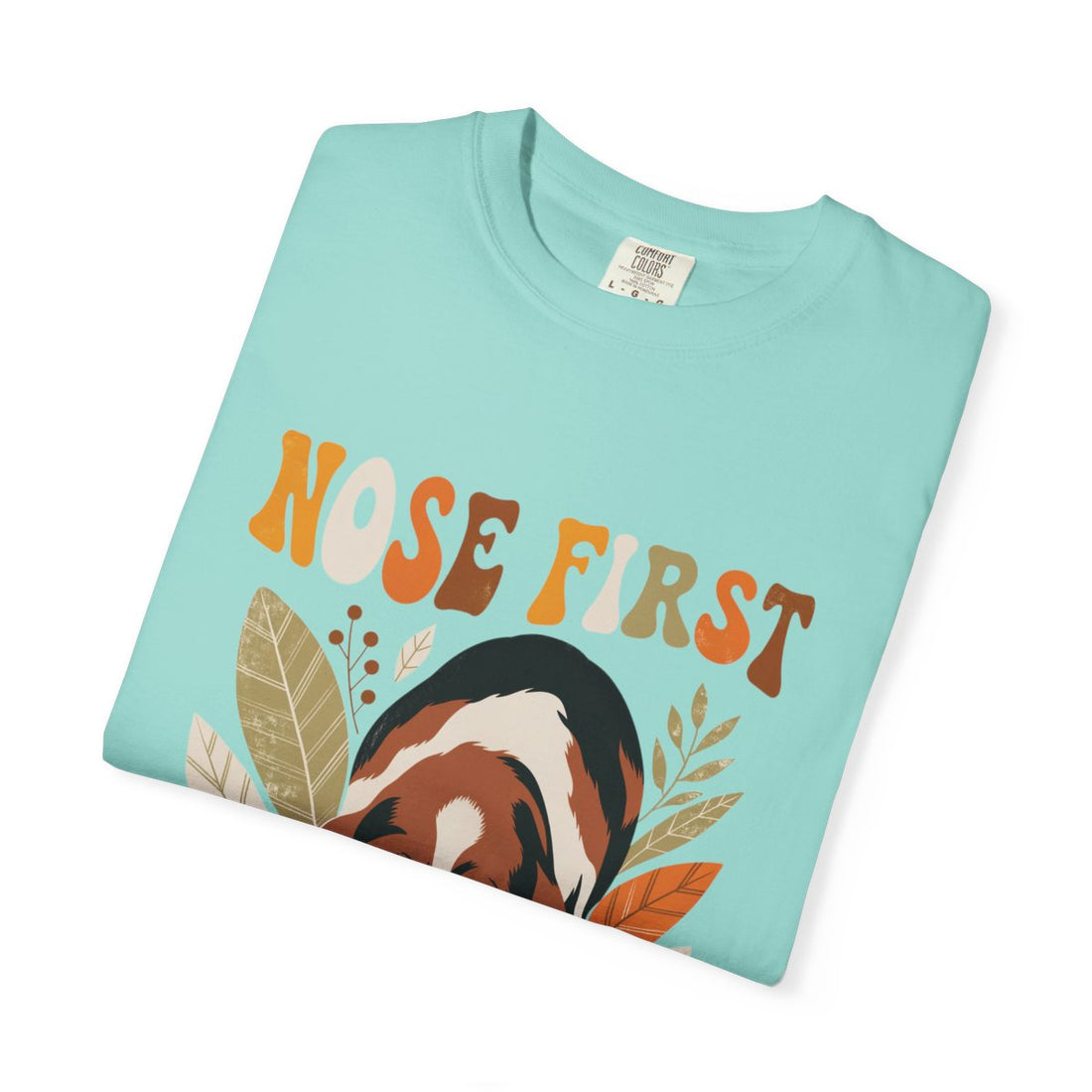 Chalky Mint — Folded | Basset Hound 'Nose First' Garment-Dyed Tee