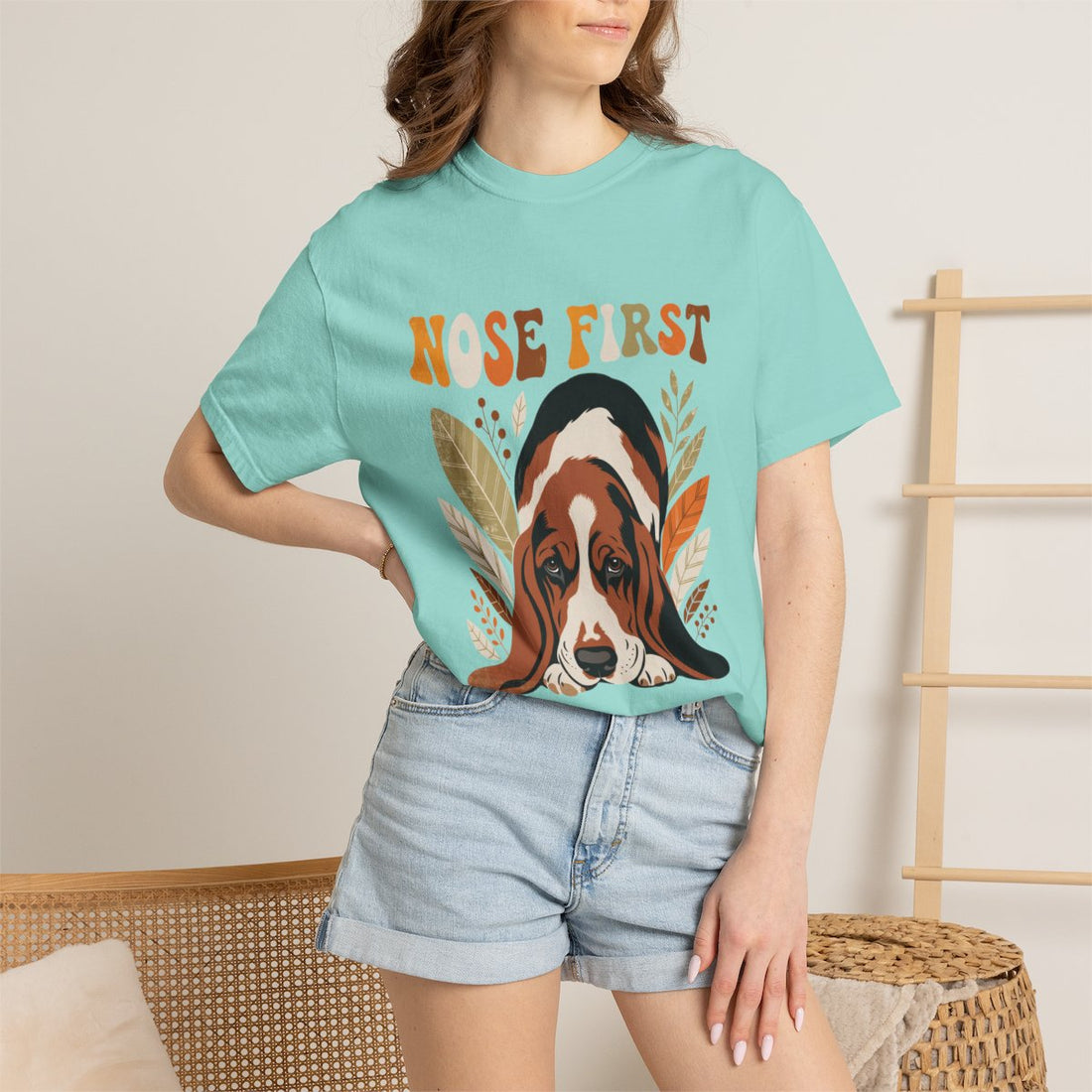 Chalky Mint — Lifestyle | Basset Hound 'Nose First' Garment-Dyed Tee