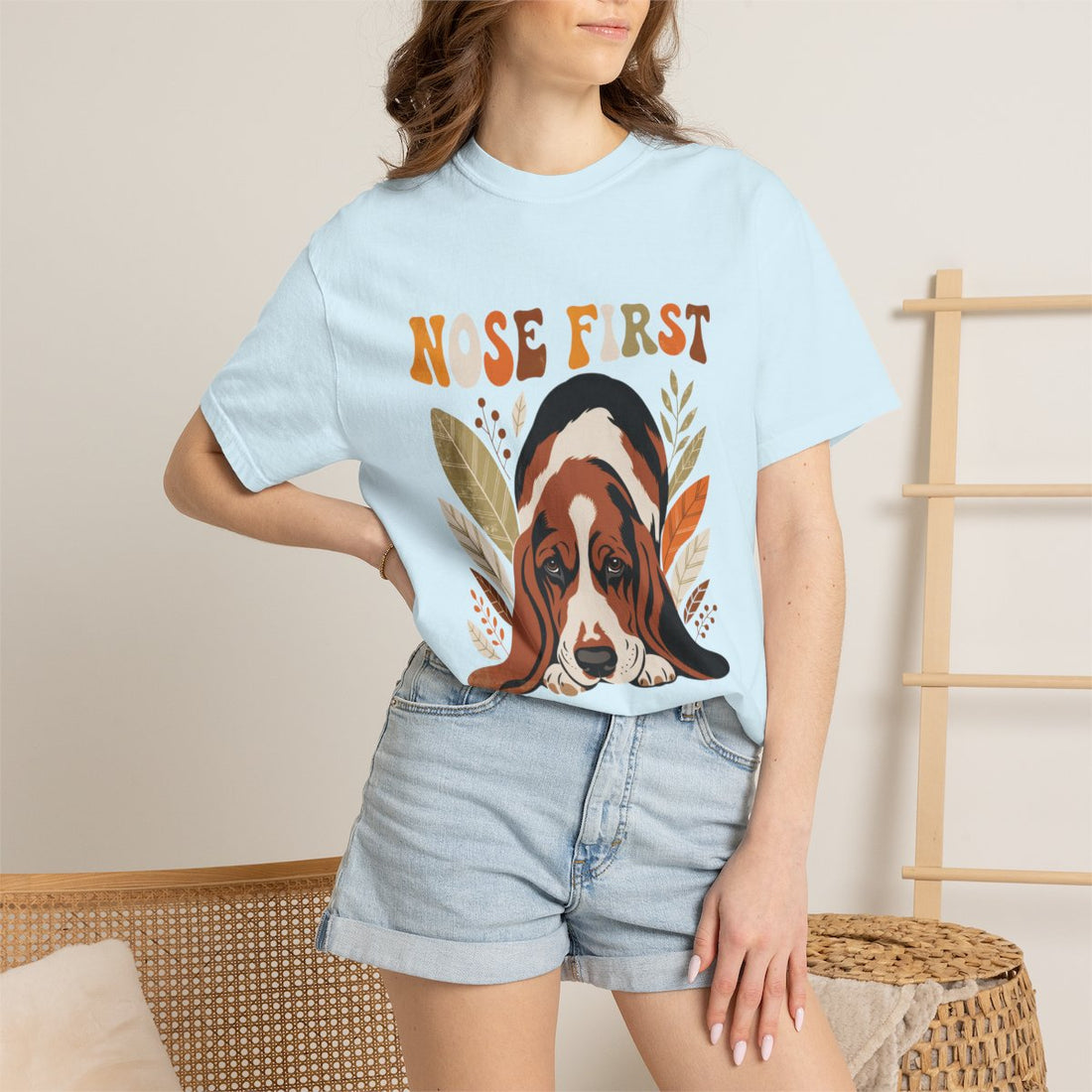 Chambray — Lifestyle | Basset Hound 'Nose First' Garment-Dyed Tee