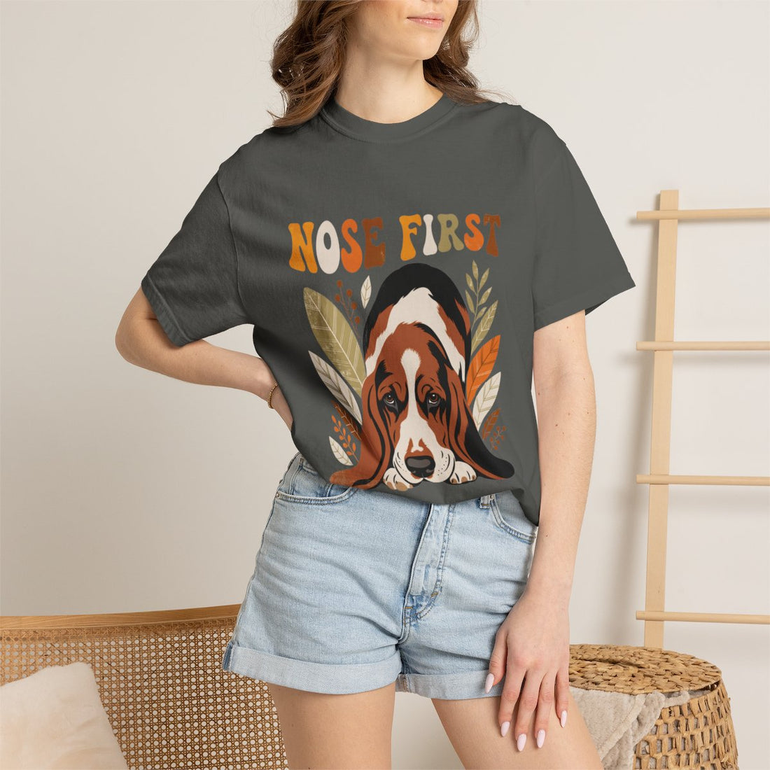 Pepper — Lifestyle | Basset Hound 'Nose First' Garment-Dyed Tee
