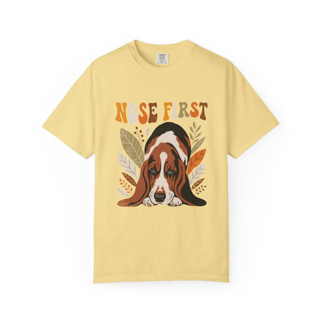 Butter — Front | Basset Hound 'Nose First' Garment-Dyed Tee