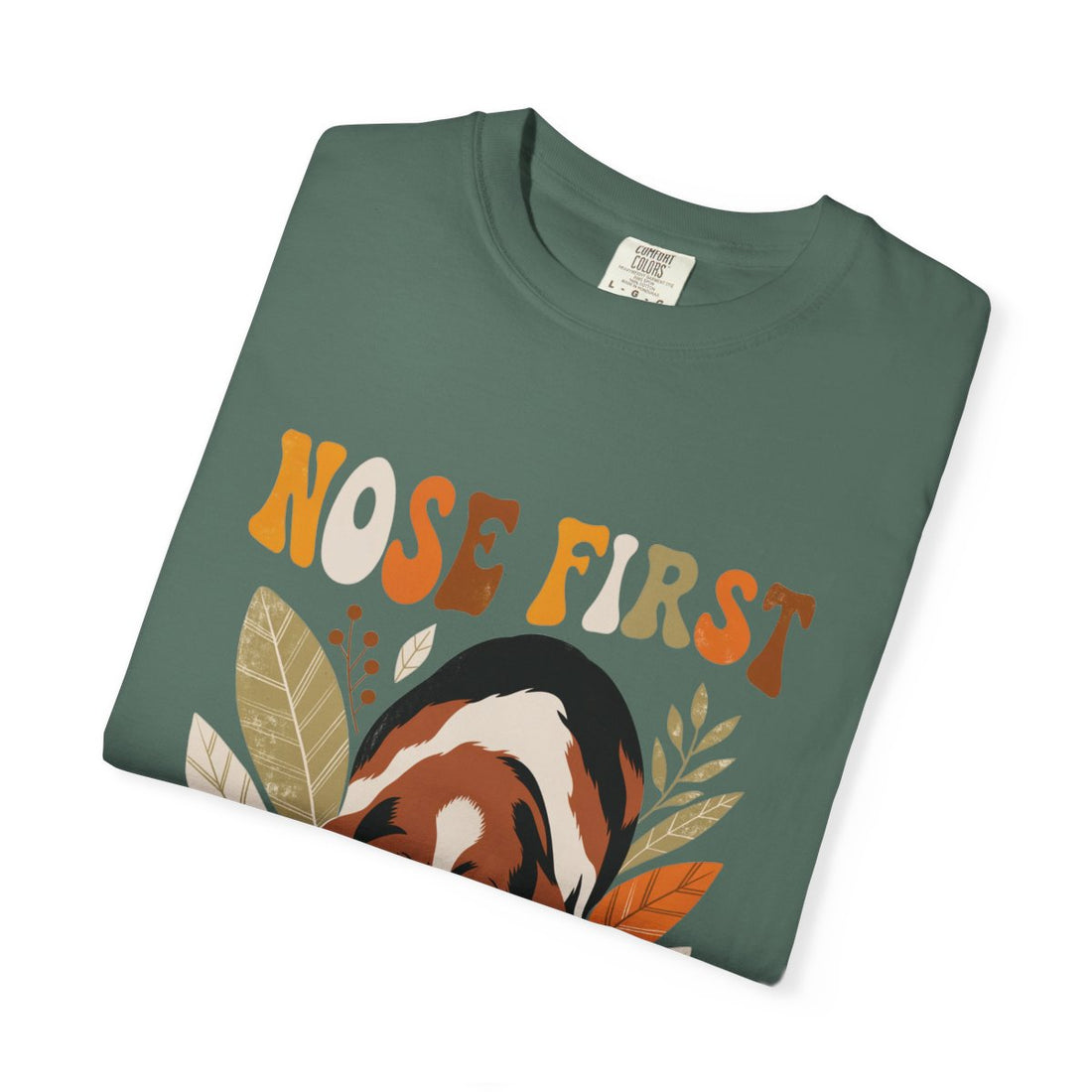 Blue Spruce — Folded | Basset Hound 'Nose First' Garment-Dyed Tee