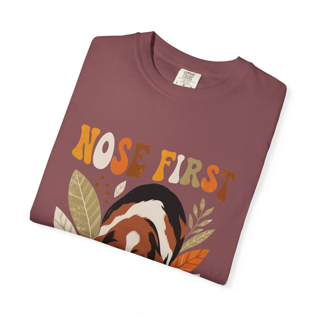 Brick — Folded | Basset Hound 'Nose First' Garment-Dyed Tee