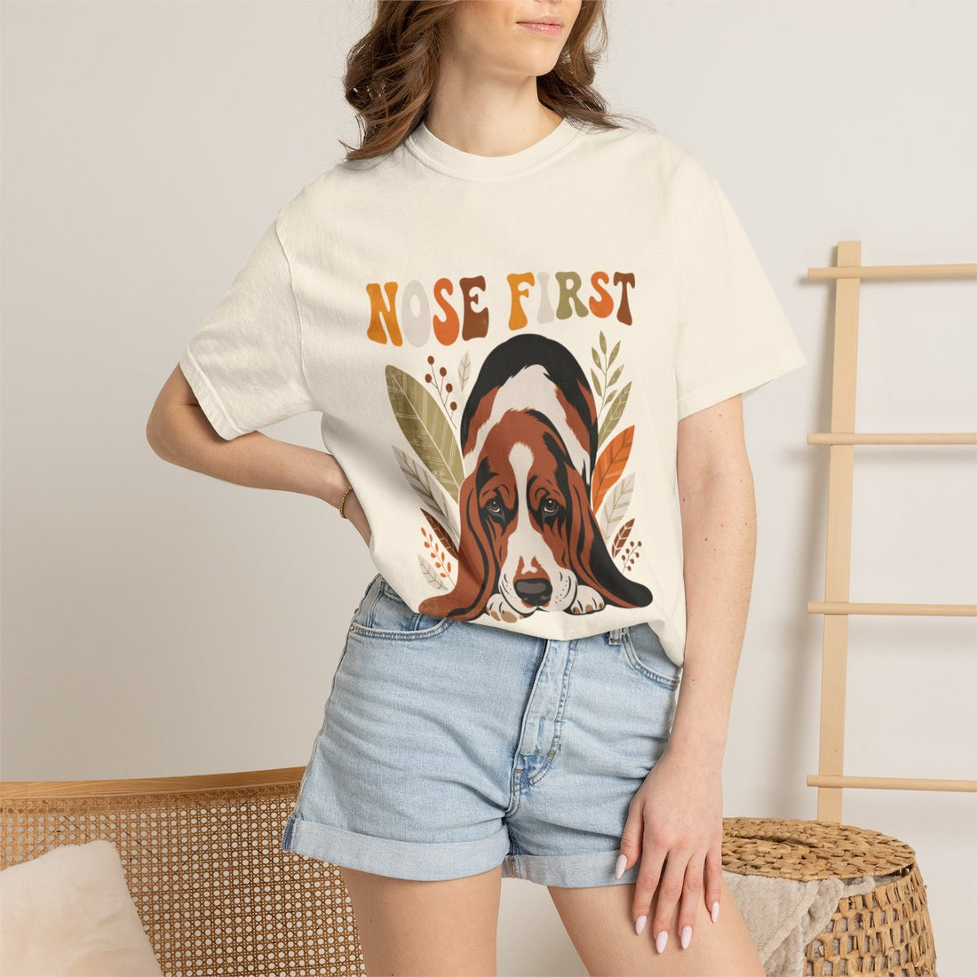 Ivory — Lifestyle | Basset Hound 'Nose First' Garment-Dyed Tee