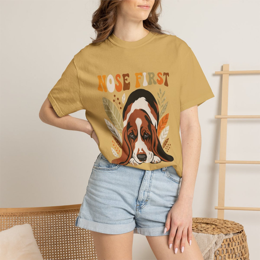 Mustard — Lifestyle | Basset Hound 'Nose First' Garment-Dyed Tee