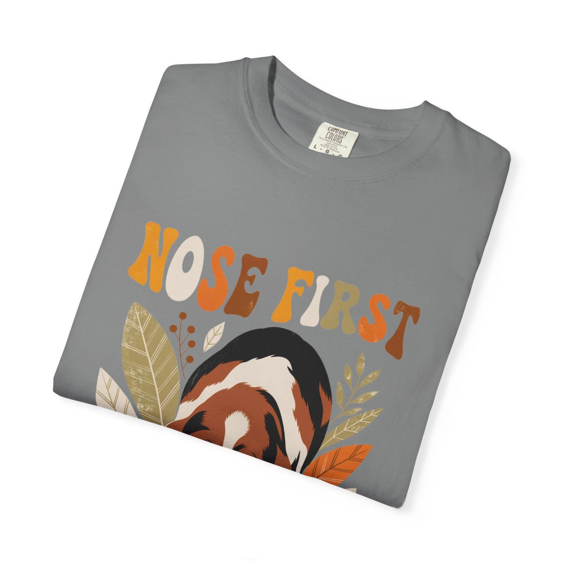 Grey — Folded | Basset Hound 'Nose First' Garment-Dyed Tee
