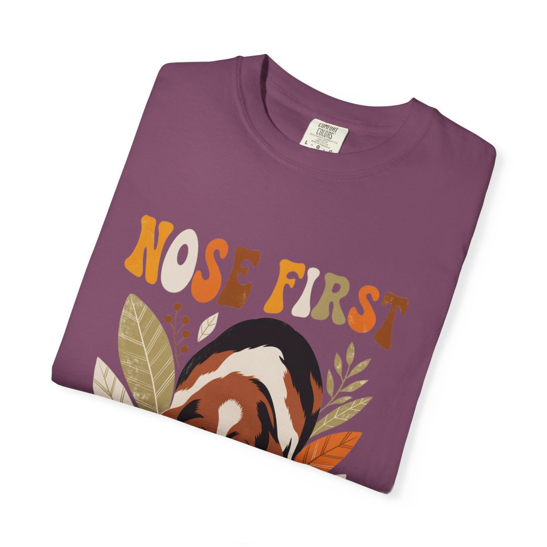 Berry — Folded | Basset Hound 'Nose First' Garment-Dyed Tee