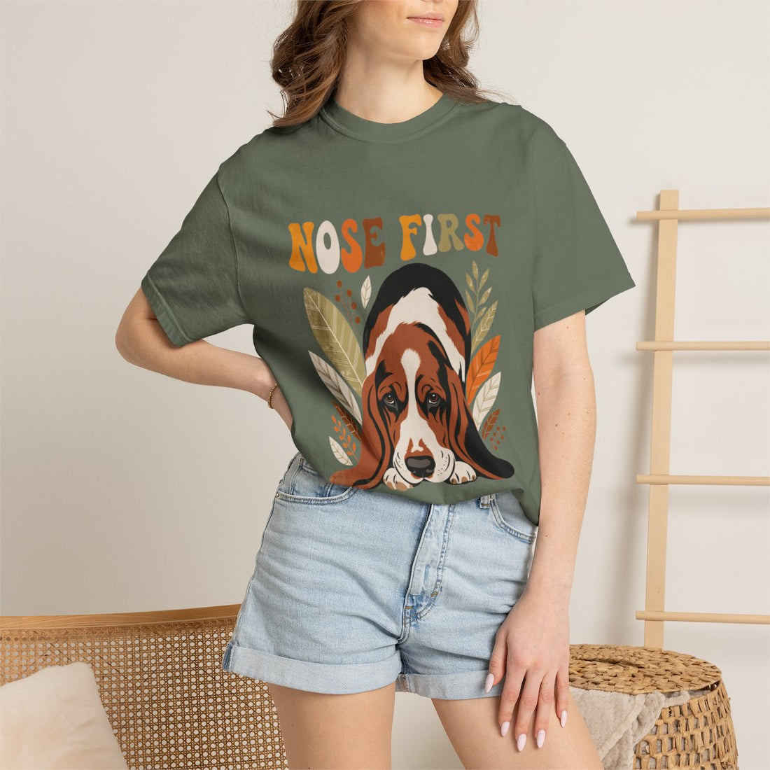 Moss — Lifestyle | Basset Hound 'Nose First' Garment-Dyed Tee