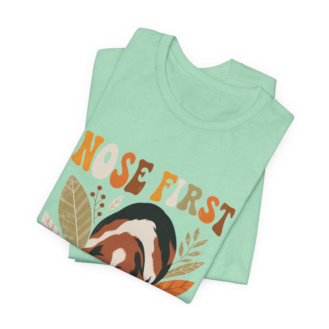 Heather Mint — Folded | Basset Hound 'Nose First' Tee