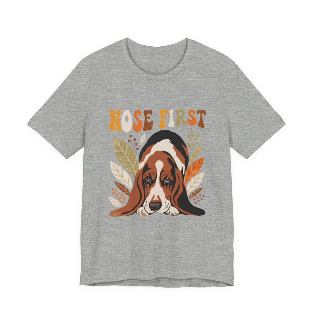Athletic Heather — Front | Basset Hound 'Nose First' Tee