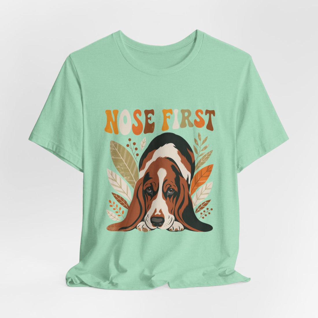Heather Mint — Hanging | Basset Hound 'Nose First' Tee