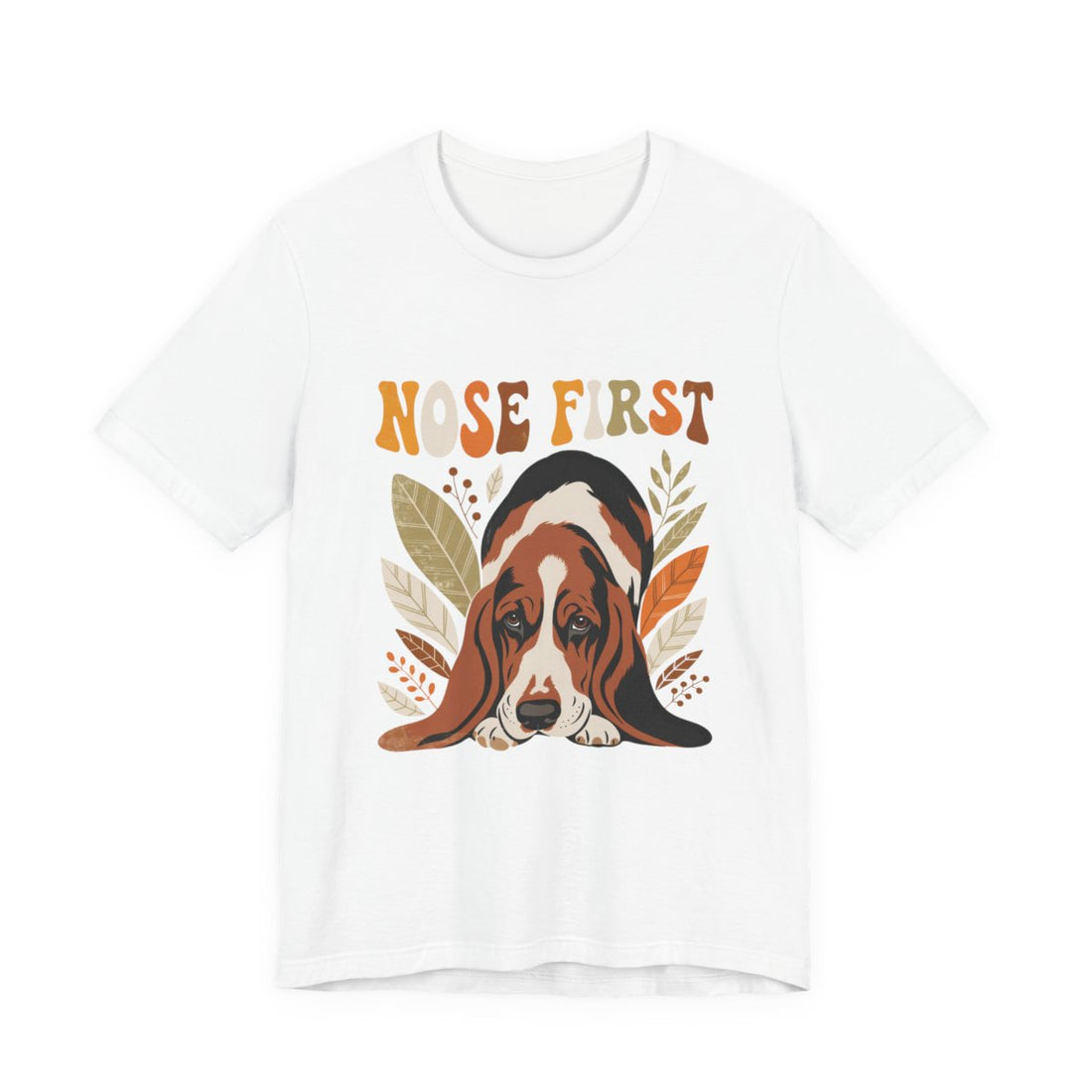 White — Front | Basset Hound 'Nose First' Tee
