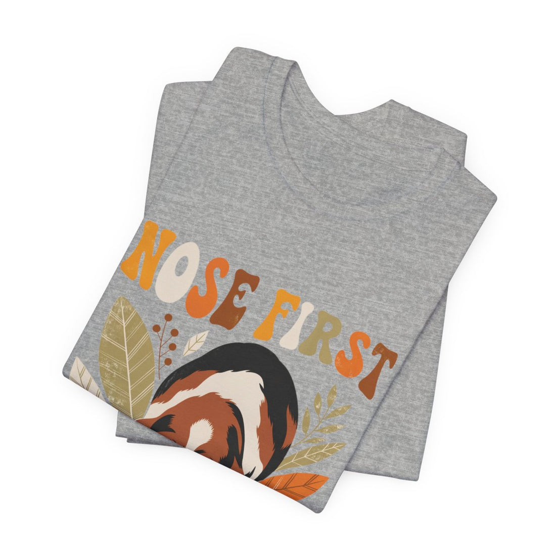 Athletic Heather — Folded | Basset Hound 'Nose First' Tee