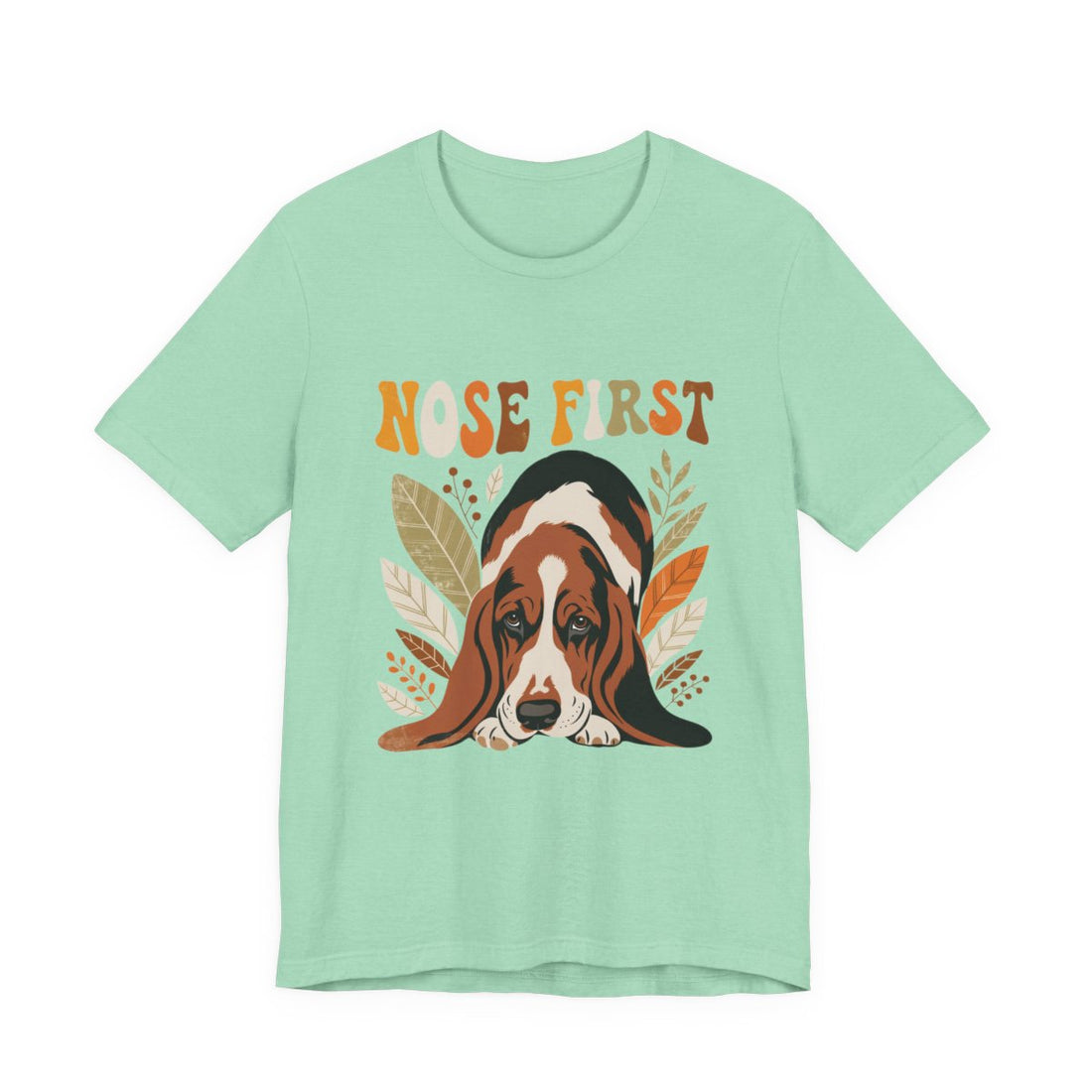 Heather Mint — Front | Basset Hound 'Nose First' Tee