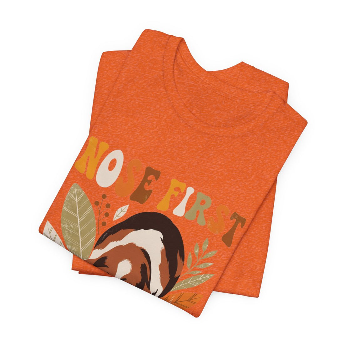 Heather Orange — Folded | Basset Hound 'Nose First' Tee