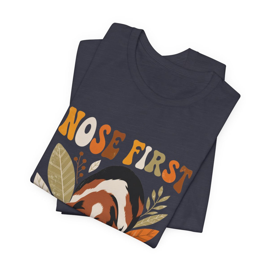 Heather Midnight Navy — Folded | Basset Hound 'Nose First' Tee