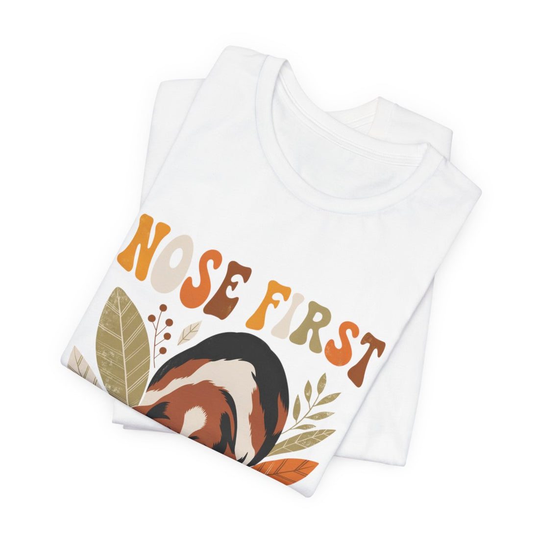 White — Folded | Basset Hound 'Nose First' Tee