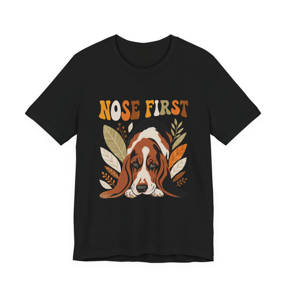 Black — Front | Basset Hound 'Nose First' Tee