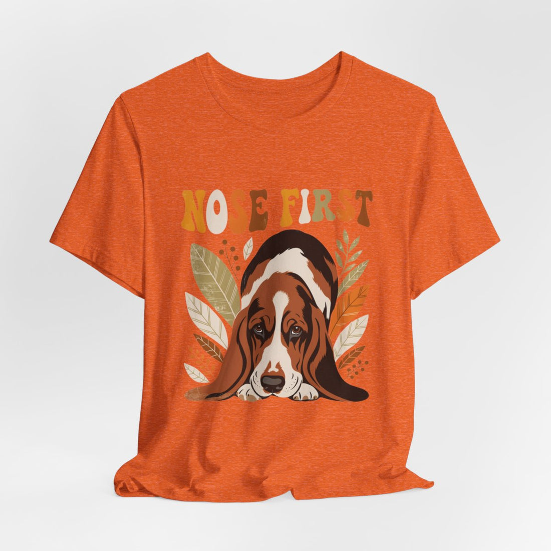 Heather Orange — Hanging | Basset Hound 'Nose First' Tee