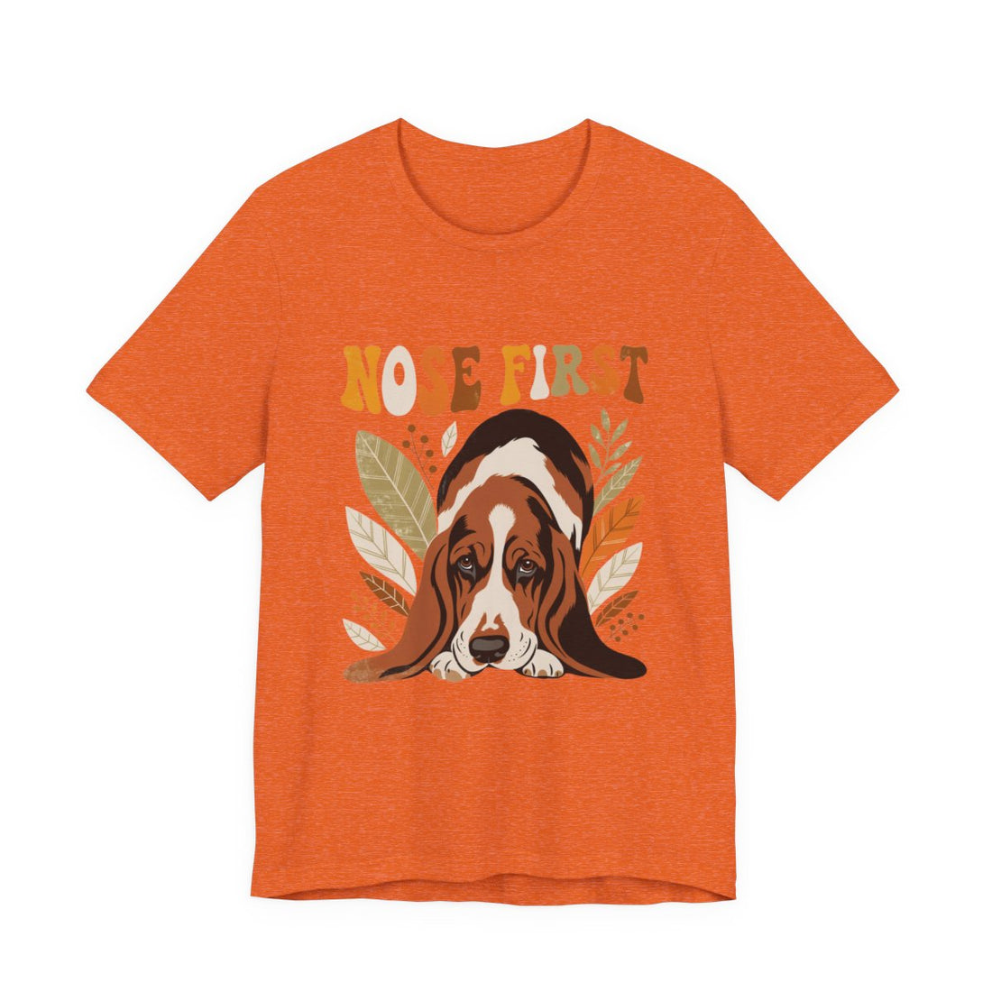 Heather Orange — Front | Basset Hound 'Nose First' Tee