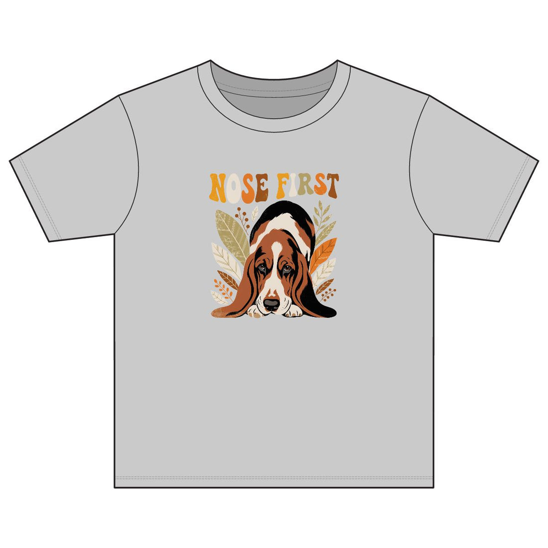 Sport Grey — Front | Basset Hound 'Nose First' Youth Tee