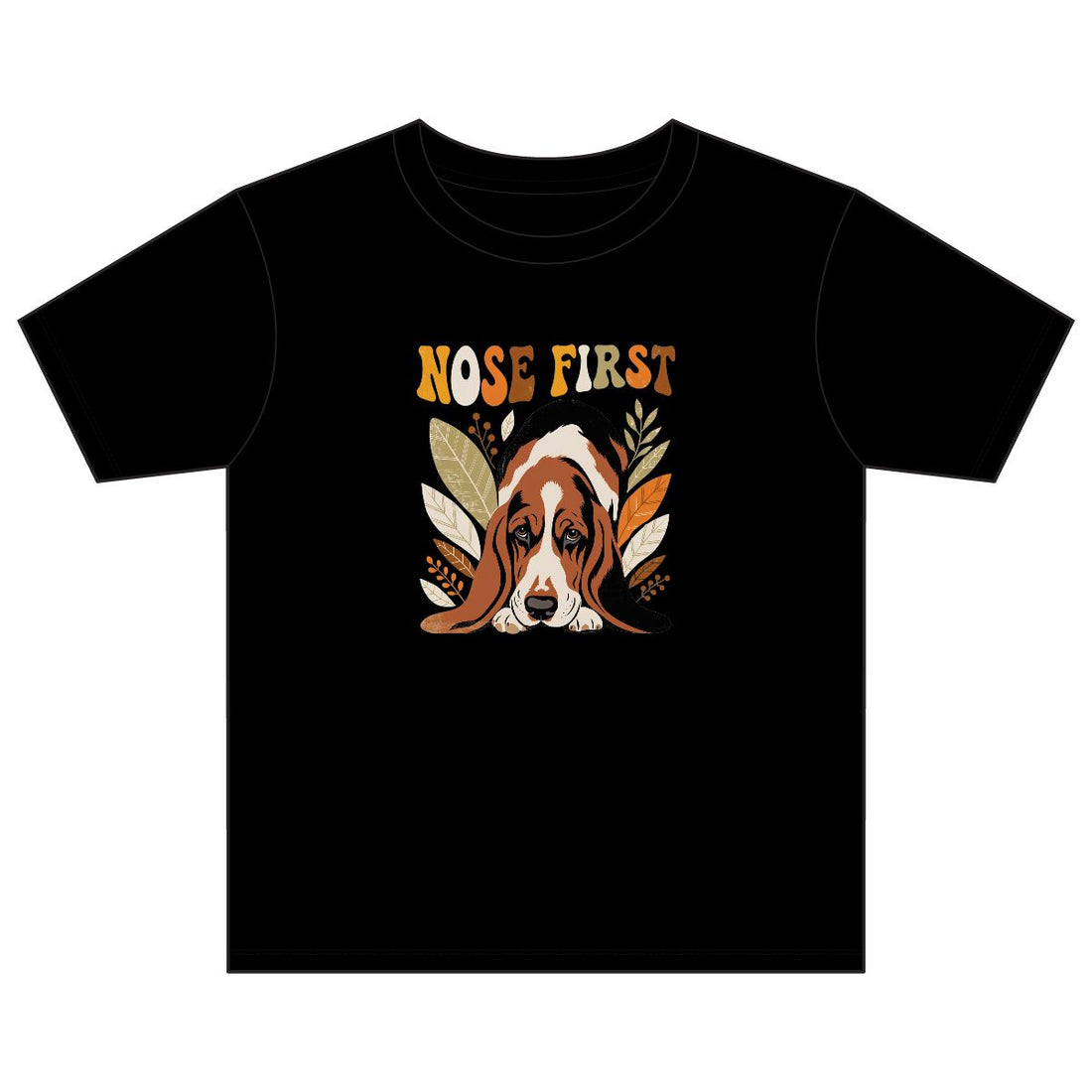 Black — Front | Basset Hound 'Nose First' Youth Tee