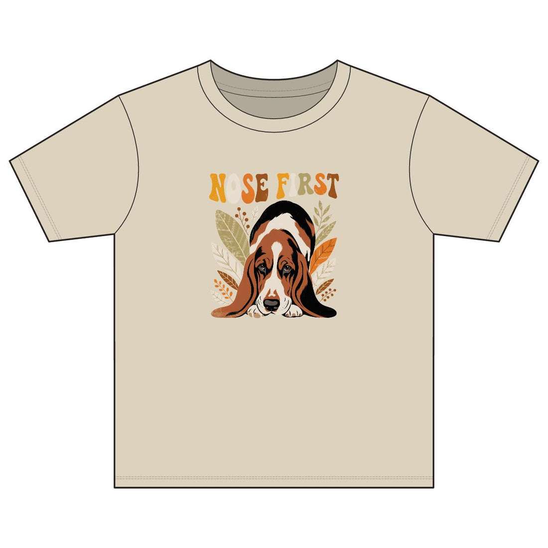 Sand — Front | Basset Hound 'Nose First' Youth Tee