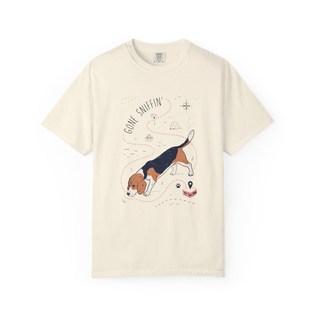 Ivory — Front | Beagle 'Gone Sniffin'' Garment-Dyed Tee