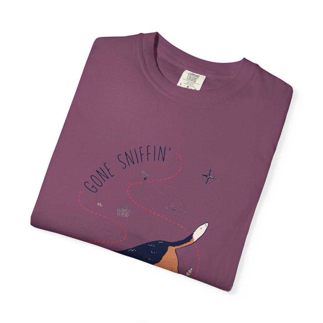 Berry — Folded | Beagle 'Gone Sniffin'' Garment-Dyed Tee