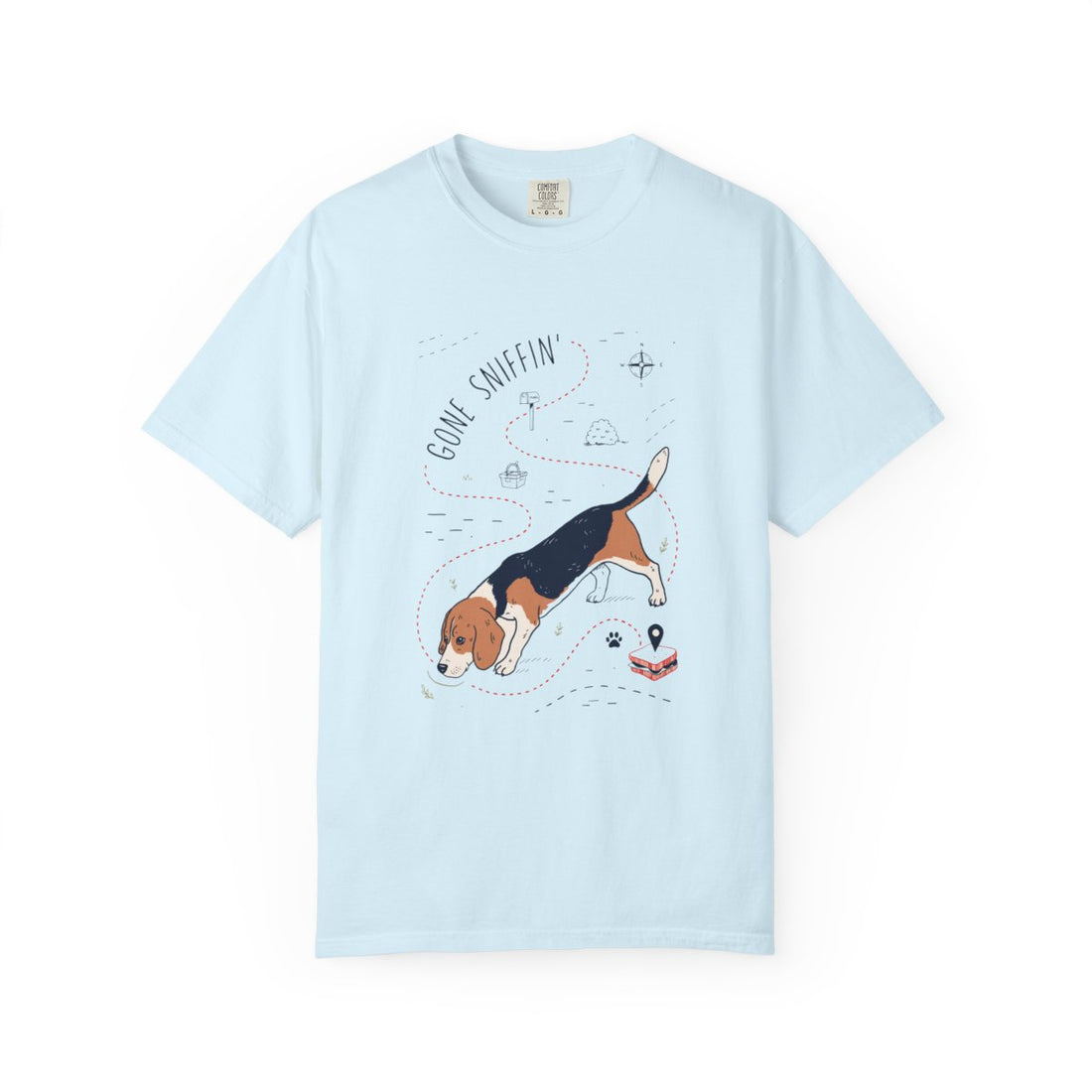 Chambray — Front | Beagle 'Gone Sniffin'' Garment-Dyed Tee