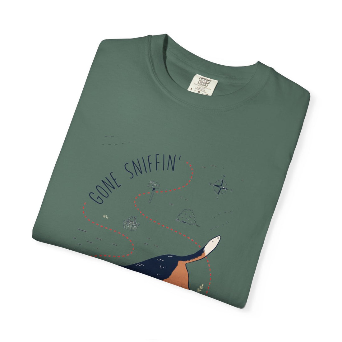 Blue Spruce — Folded | Beagle 'Gone Sniffin'' Garment-Dyed Tee