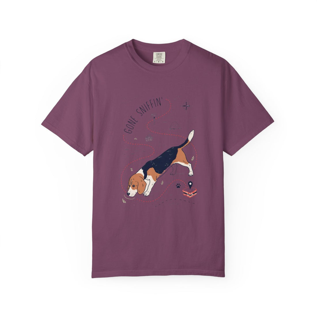 Berry — Front | Beagle 'Gone Sniffin'' Garment-Dyed Tee