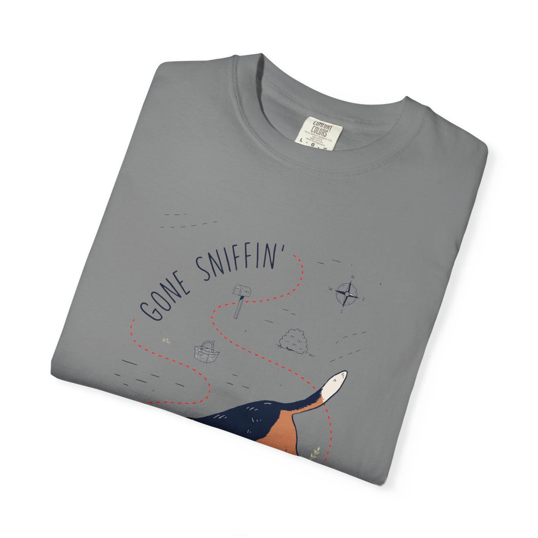 Grey — Folded | Beagle 'Gone Sniffin'' Garment-Dyed Tee
