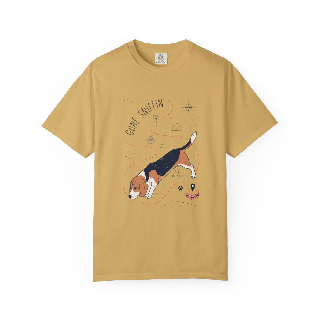 Mustard — Front | Beagle 'Gone Sniffin'' Garment-Dyed Tee