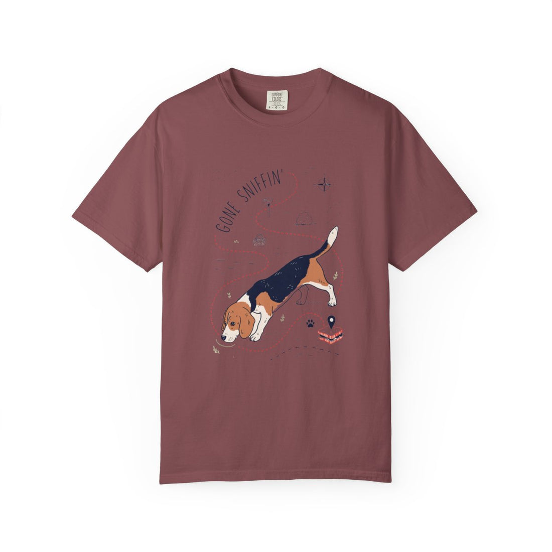 Brick — Front | Beagle 'Gone Sniffin'' Garment-Dyed Tee