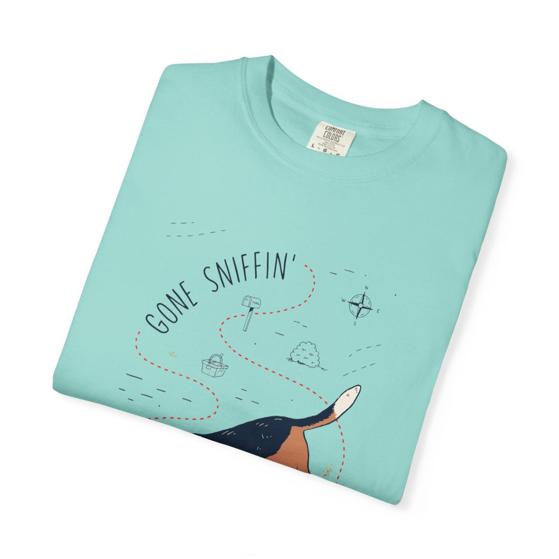 Chalky Mint — Folded | Beagle 'Gone Sniffin'' Garment-Dyed Tee