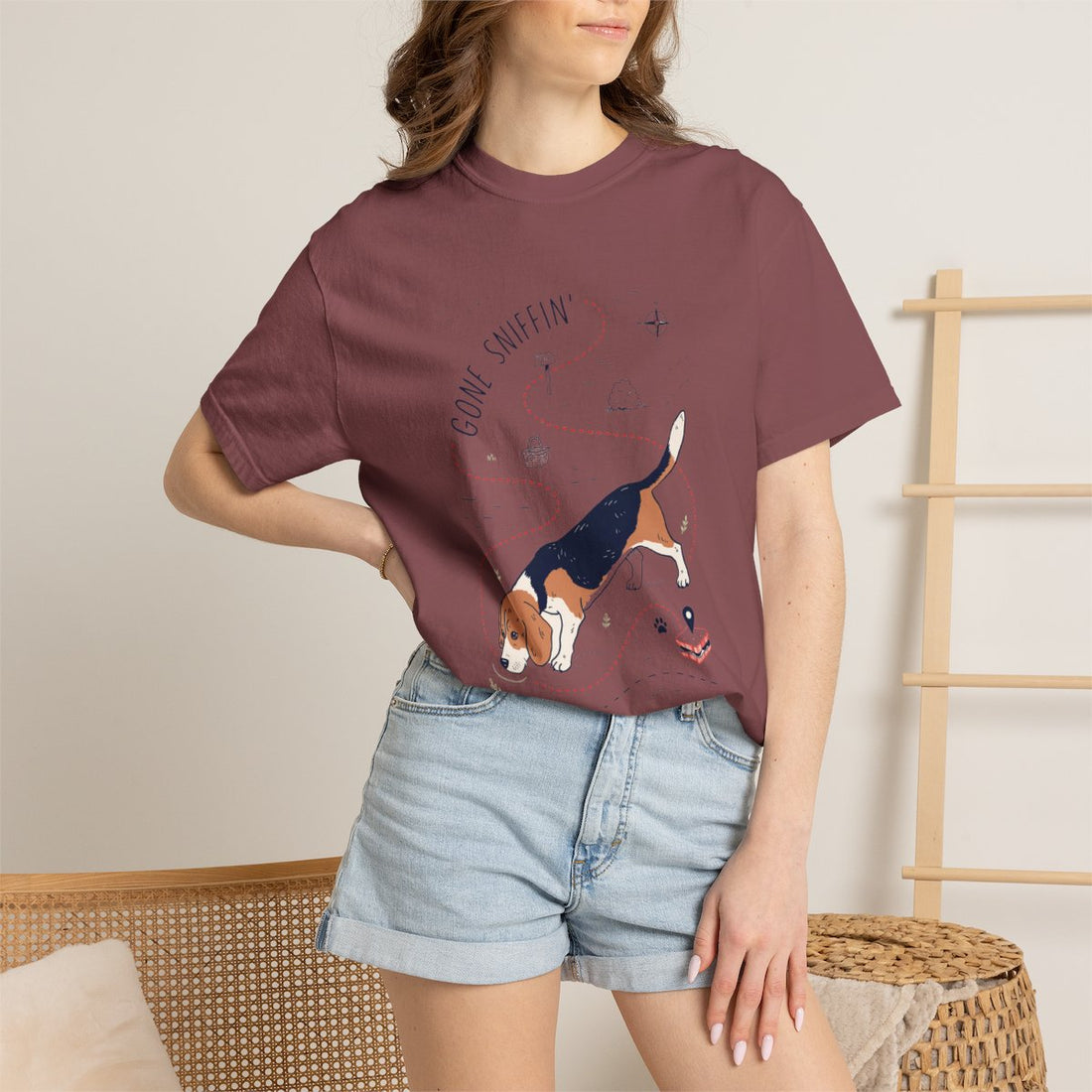Brick — Lifestyle | Beagle 'Gone Sniffin'' Garment-Dyed Tee