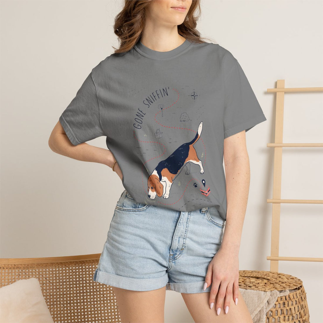 Grey — Lifestyle | Beagle 'Gone Sniffin'' Garment-Dyed Tee