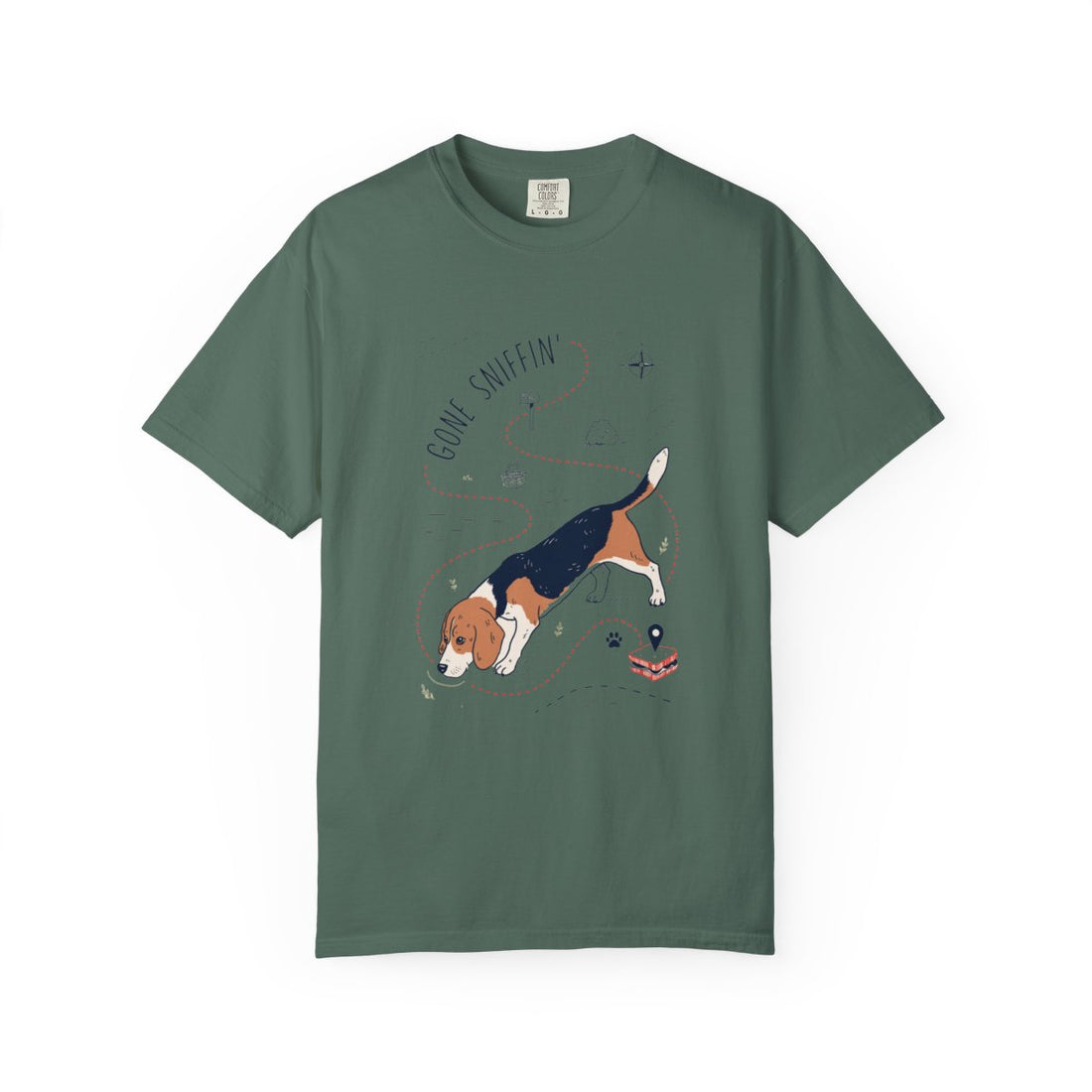 Blue Spruce — Front | Beagle 'Gone Sniffin'' Garment-Dyed Tee