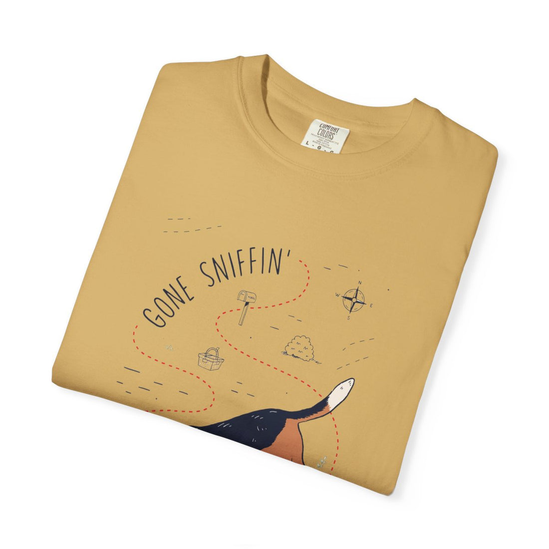 Mustard — Folded | Beagle 'Gone Sniffin'' Garment-Dyed Tee
