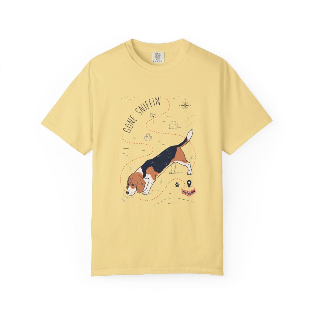Butter — Front | Beagle 'Gone Sniffin'' Garment-Dyed Tee