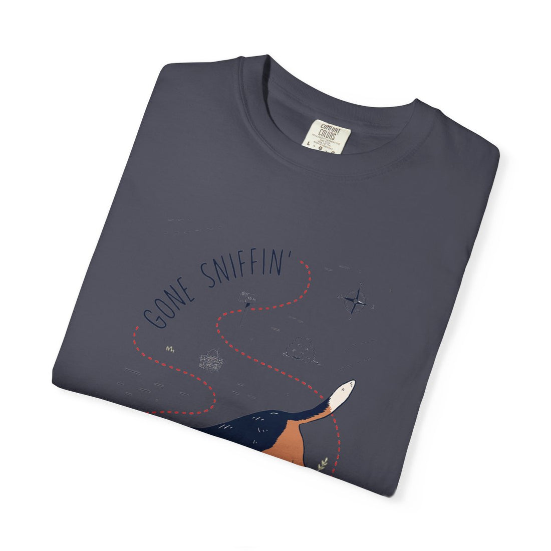 Navy — Folded | Beagle 'Gone Sniffin'' Garment-Dyed Tee