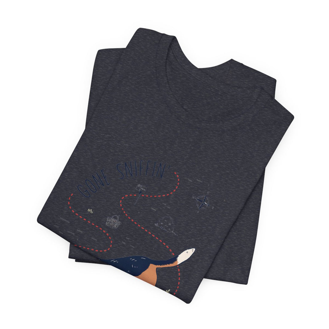 Heather Navy — Folded | Beagle 'Gone Sniffin'' Tee