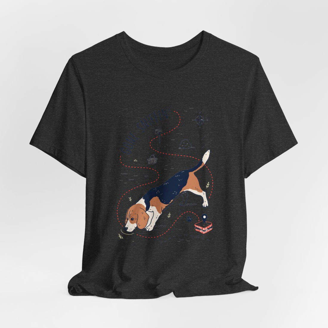 Dark Grey Heather — Hanging | Beagle 'Gone Sniffin'' Tee