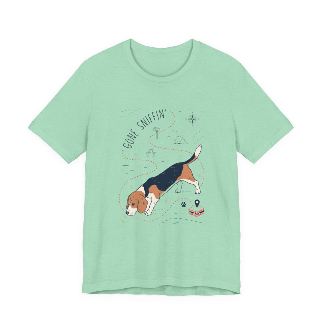 Heather Mint — Front | Beagle 'Gone Sniffin'' Tee