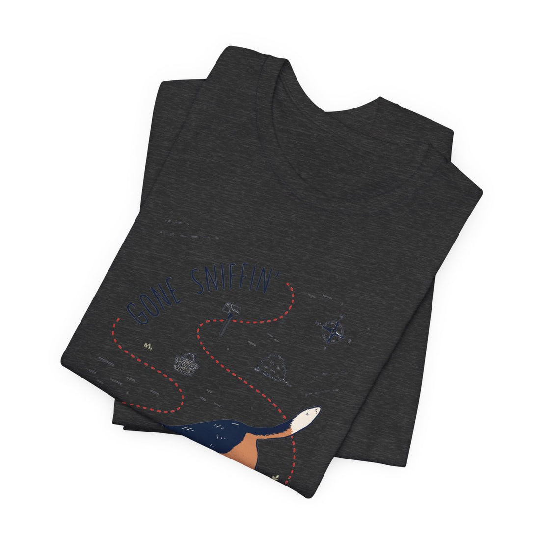 Dark Grey Heather — Folded | Beagle 'Gone Sniffin'' Tee