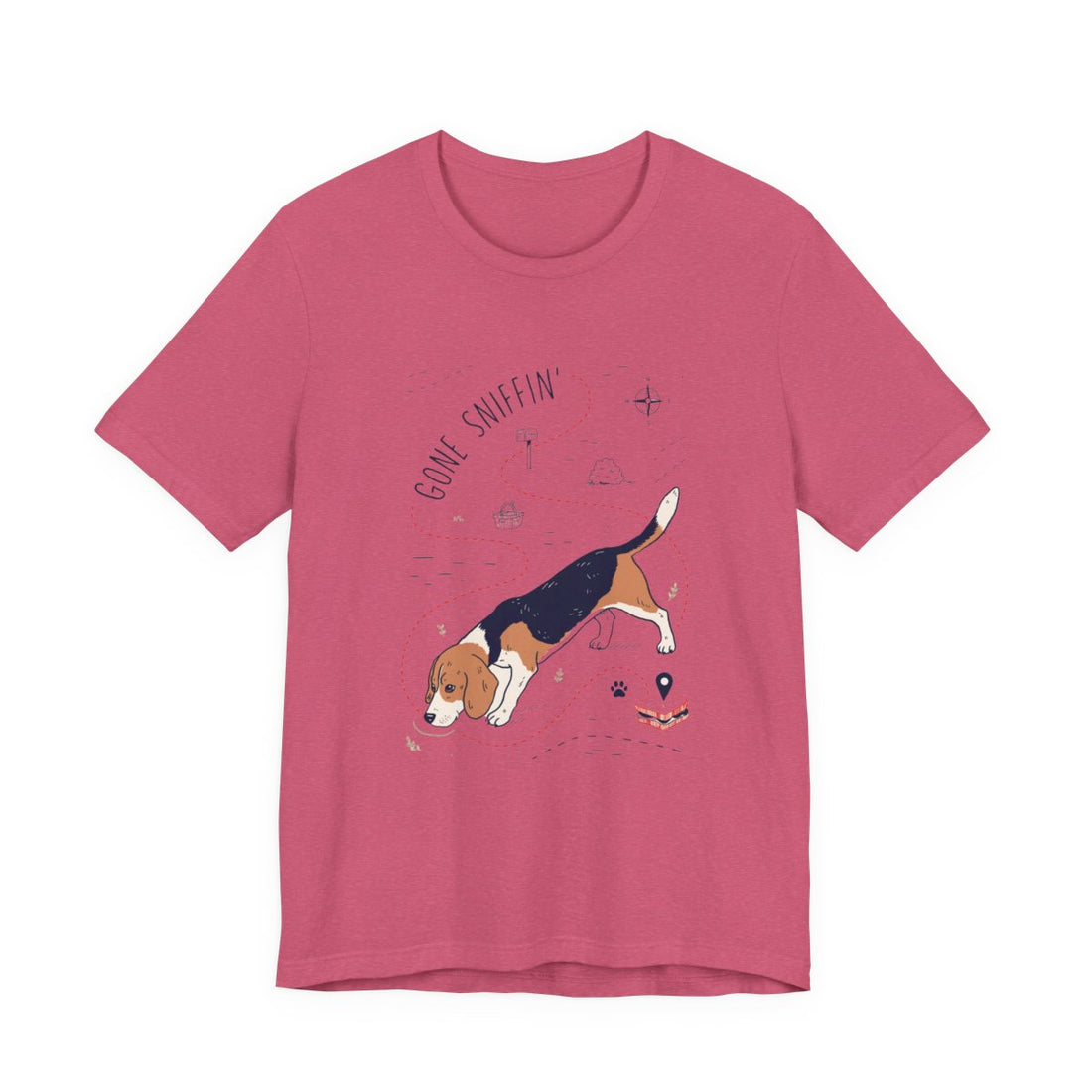 Heather Raspberry — Front | Beagle 'Gone Sniffin'' Tee